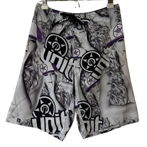 Unit Men’s Eden Black|White Board Shorts Rare Pattern Sz 30